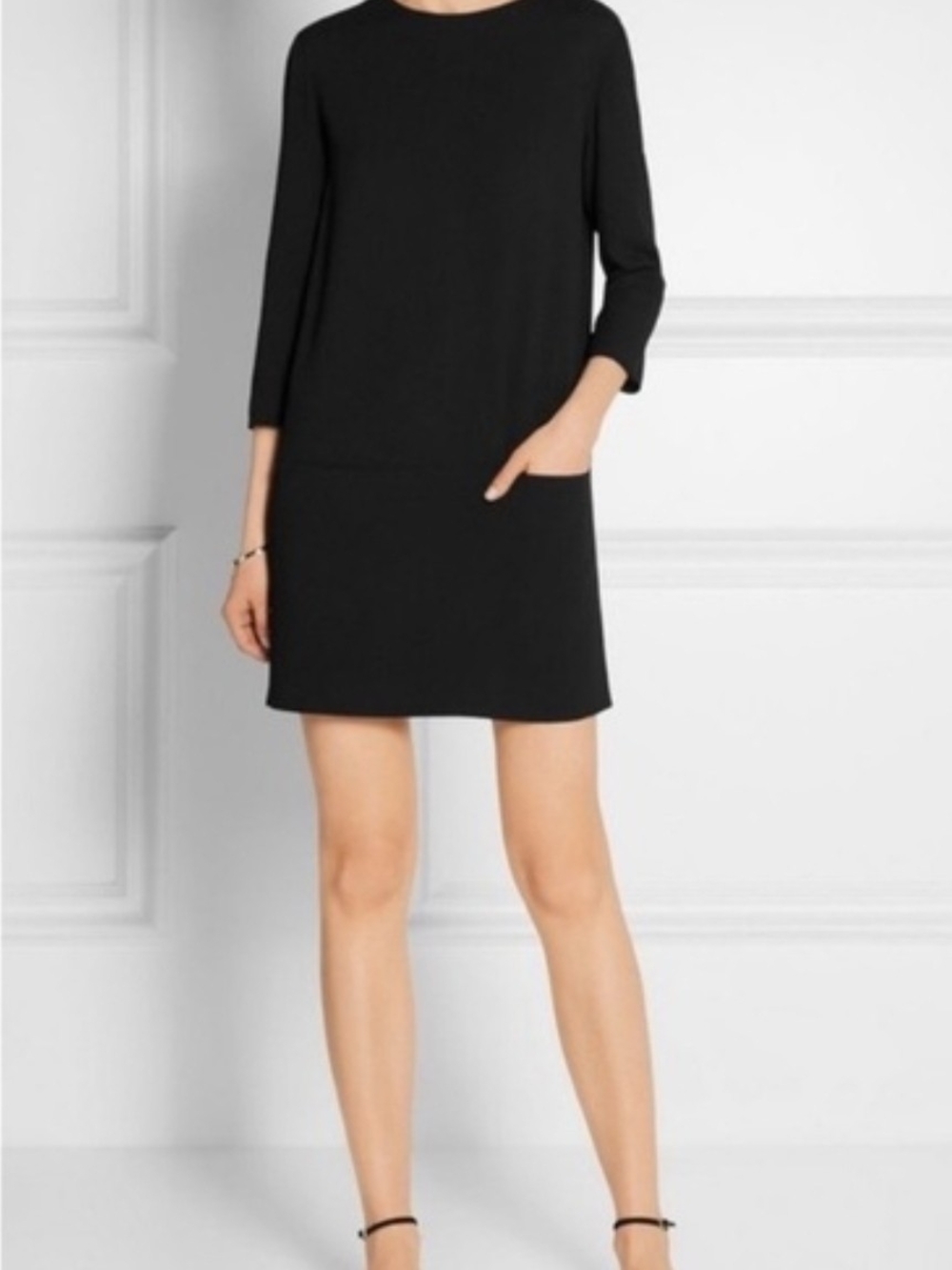 The Row Double Pocket Shift Dress 3/4 Sleeves Minimalism Runway USA